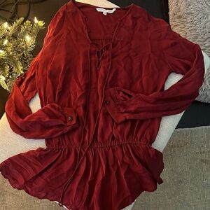 100% silk Burgundy Women's Top